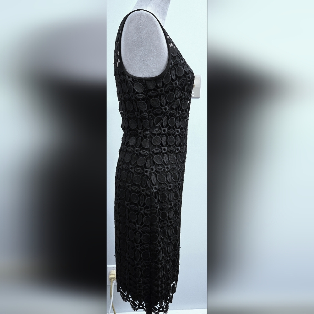 Lauren Ralph Lauren black embroidered lace LBD illusion sleeveless dress sz 10 - Picture 6 of 9